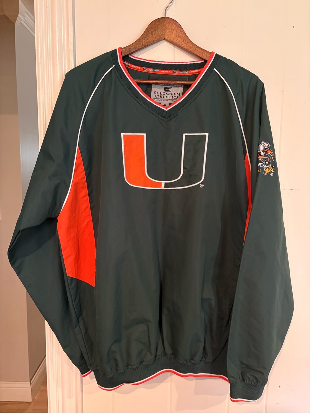Colosseum Athletics Miami Hurricanes Green & Orange Pullover Windbreaker